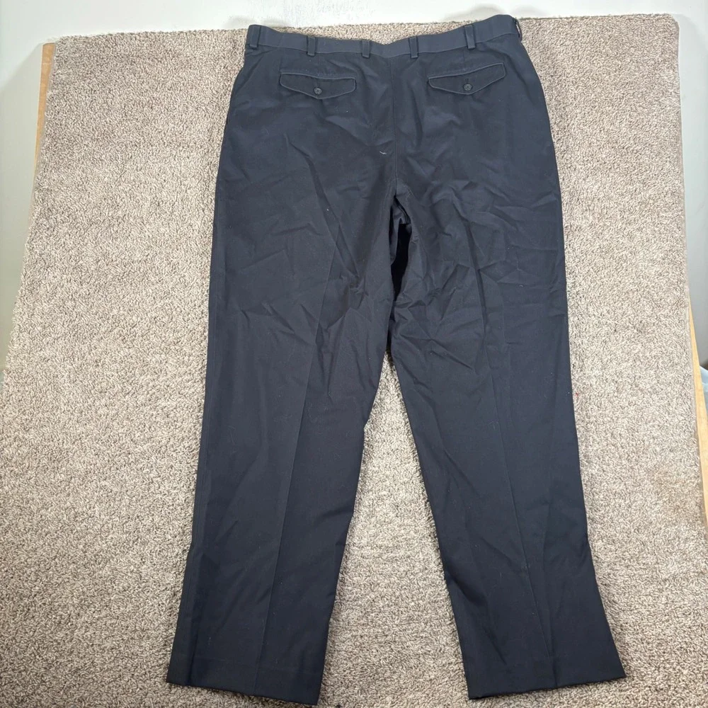 LL Bean Mens Comfort Waist Pleated Chino Pants Navy Blue 42x34 262556